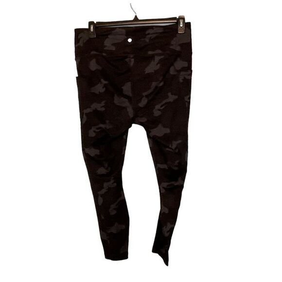 Yogalicious Lux High Waist Leggings Black Gray Camo Print Ankle 1X - Picture 2 of 7